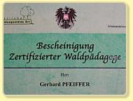 Waldpädagogen-Zertifikat von Gerhard Pfeiffer
